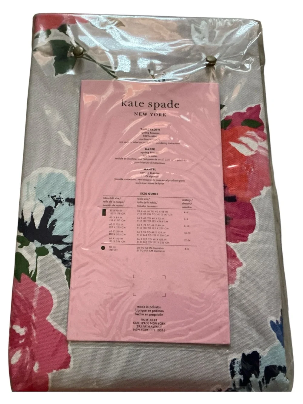 Kate spade tablecloth round 70in spring blooms floral cotton
